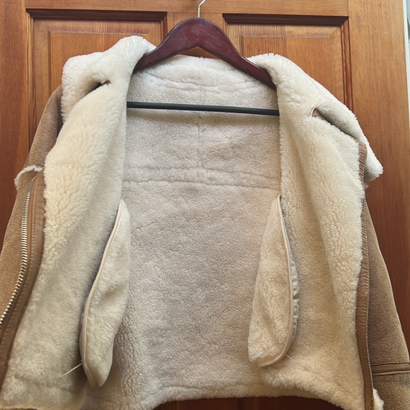 Fire Lady Fur Faux Suede & Fur crop Asymmetrical zip full fur lining & Sleeves - Picture 5 of 17